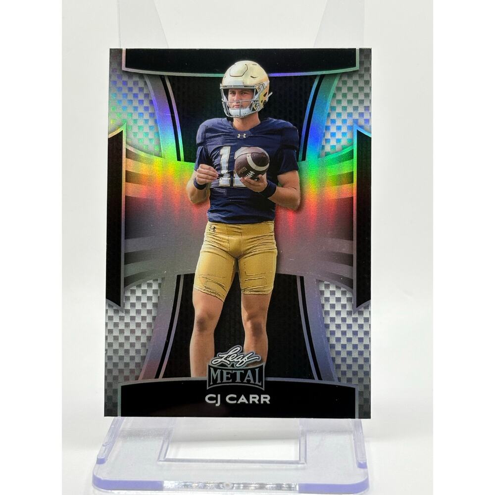 2025 Leaf Metal Football CJ Carr Prismatic Silver Refractor 12/149 SP Notre Dame